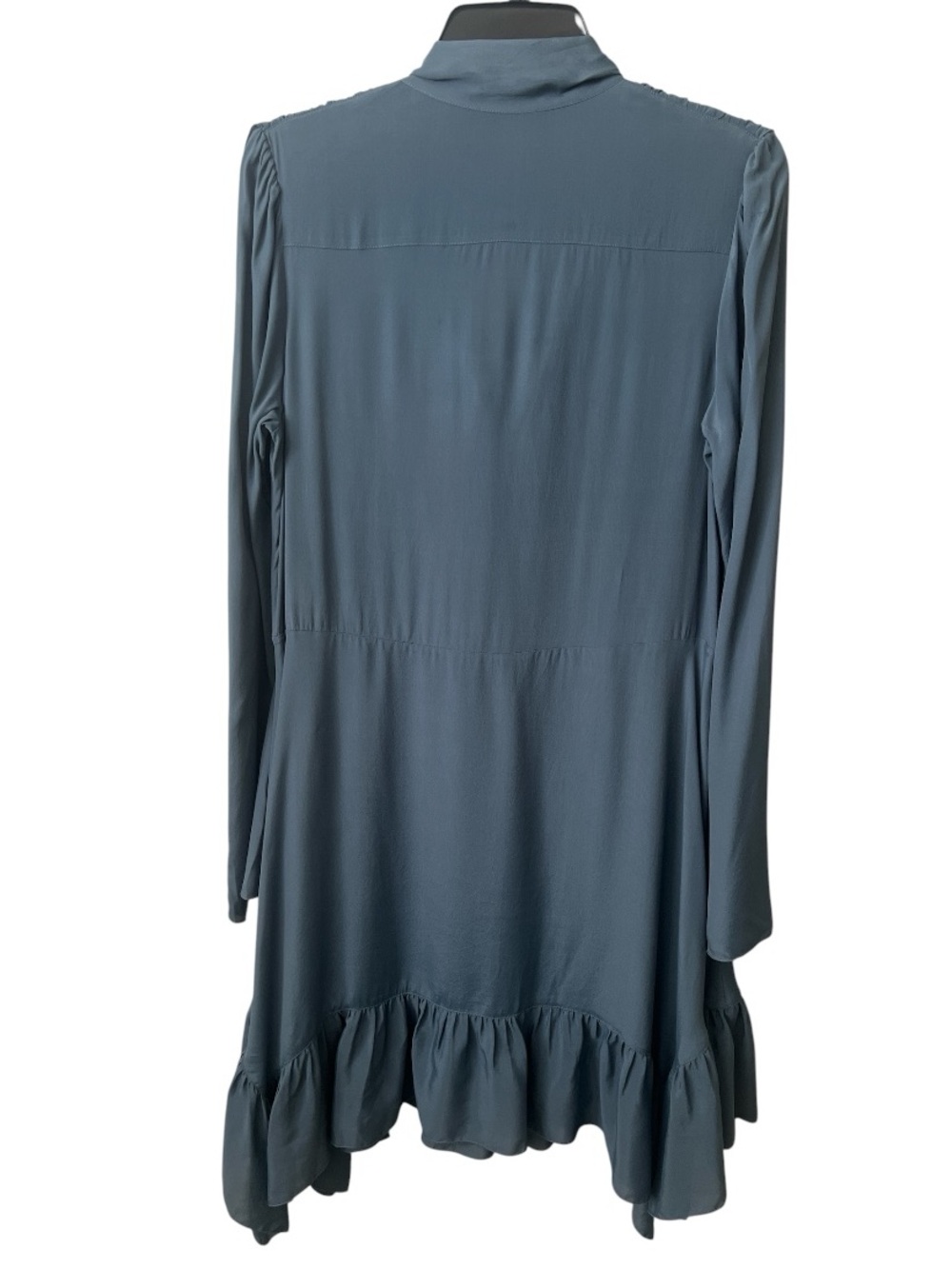 See By Chloé Silk Blend Tie Neck Ruffle Dress Mirage Blue US 8 | EU 40 - Picture 5 of 12